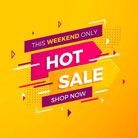 Bright modern Hot Sale banner for advertising discounts. Vector template for design special offer posterのイラスト素材