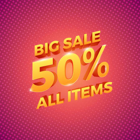 3D Bright modern sale banner for advertising discounts. Vector template for design special offer poster in bright colors.のイラスト素材