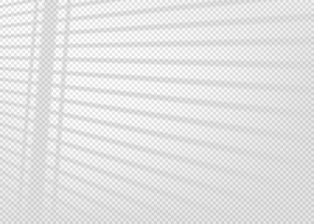 Shadow overlay effect for photo and mockup. Realistic soft blurred shadow of window blinds on transparent background. Vector illustration of wall with natural sunlight coming in through the jalousieのイラスト素材