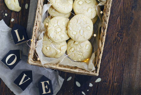 White Chocolate and Almond Cookiesの写真素材