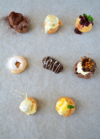 The variety of profiterolesの写真素材