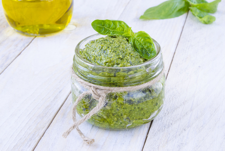 Homemade Pesto sauceの写真素材