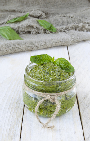 Homemade Pesto sauceの写真素材