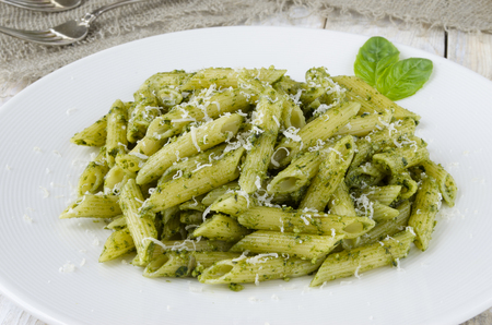Pasta with pesto sauceの写真素材