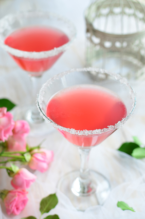 Cosmopolitan cocktail on white backgroundの写真素材