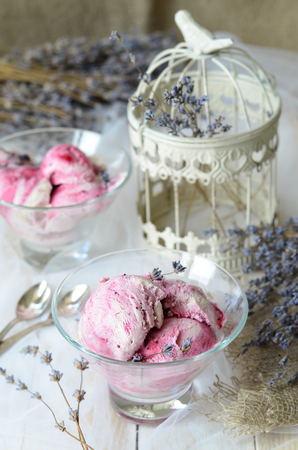 Lavender and Black Currant Ice-Creamの写真素材