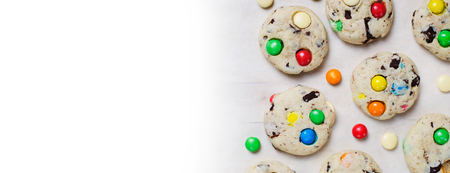 Homemade Cookies with Colorful Chocolate Candiesの写真素材