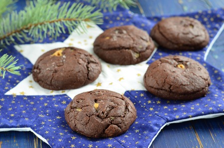Chocolate cookies with peanut butterの写真素材
