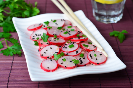 Radish Salad, Asian Style Appetizer, Tasty Asian Foodの写真素材