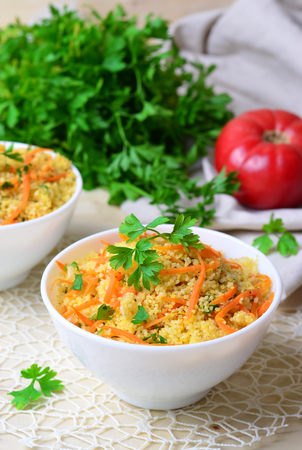 Vegetable Couscous on Bright Backgroundの写真素材