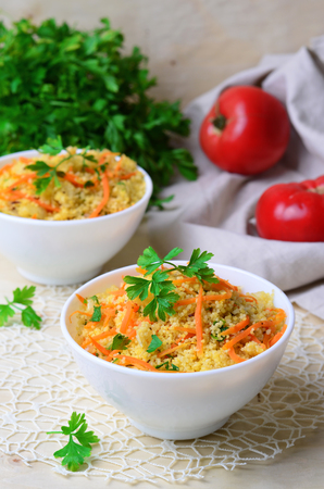 Vegetable Couscous on Bright Backgroundの写真素材