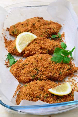 Baked in Bread Crumbs Chicken Fillet