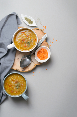 Lentil Bulgur Soup, Comfort Food, Turkish Cuisine, Vegetarian Mealの写真素材