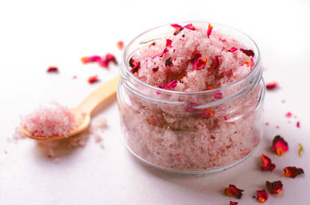Natural Rose Sugar Scrub, Homemade Cosmetics, Body Spa Treatmentの写真素材