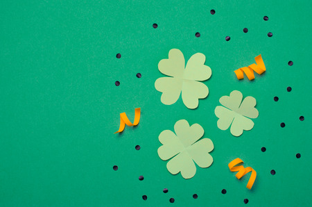 St. Patrick's Day Concept, Paper Elements Celebration Greeting Card, Copy Space, Top Viewの写真素材