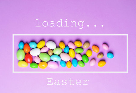 Easter Is Loading, Chocolate Eggs on Bright Background, Festive Easter Concept