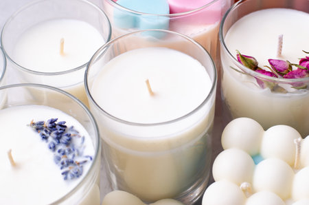 Assorted Soy Wax Candles, Handmade Aroma Candlesの写真素材