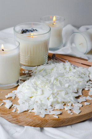 Soy Candles and Soy Wax, Natural Handmade Scented Candles in Glassesの写真素材