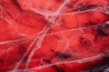 Cobweb on Orange Background, Abstract Texture, Halloween Design, Spider Web