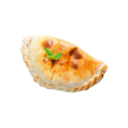 Delicious Pizza Calzone, Traditional Italian Pizza, White Background Isolatedの写真素材
