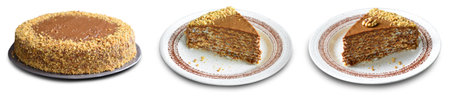 Waffle cake with condensed milk cream and walnuts on White Isolated Backgroundの写真素材