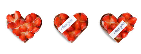 Strawberry Mini Tarts, Delicious Dessert, Valentine's Day Sweet Treat on White Background Isolated
