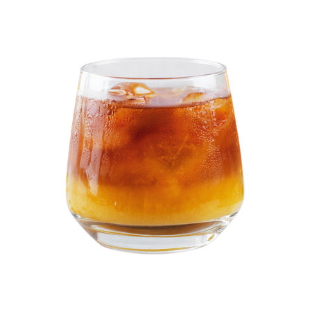 Bumble Coffee, Coffee with Orange Juice with Ice, Refreshing Drink on White Isolated Backgroundの写真素材