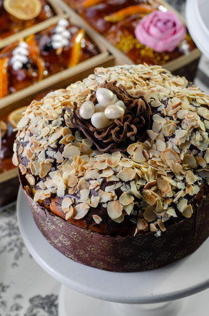 Easter Panettone, Sweet Bread, Kulich Easter Cake Composition