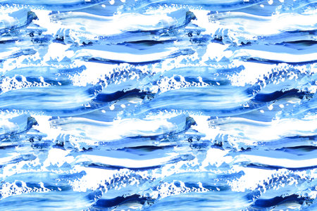 Seamless pattern Paint swatch smear background. Hand drawn blue and white acryllic Abstract texture...
