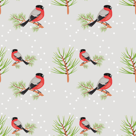 bullfinch seamless backgroundのイラスト素材