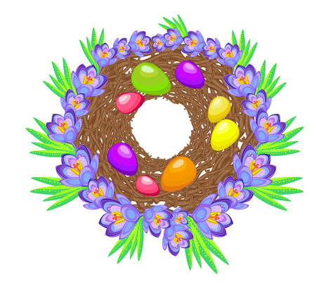 easter eggs in the nestのイラスト素材
