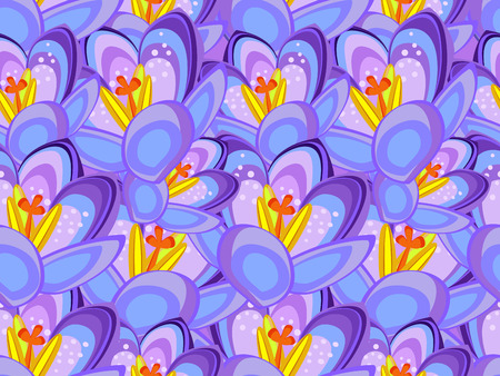 crocus flower seamless backgroundのイラスト素材
