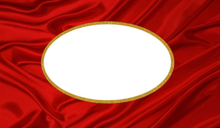 red silk frame with golden bordersの写真素材