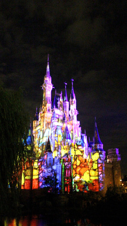 Cinderellas Castle with lights in Tokyo Disneylandのeditorial素材