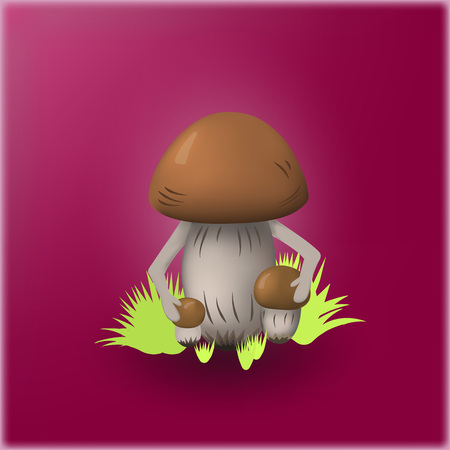 Vector illustration of mushroom family. Mushrooms on a bright background.のイラスト素材