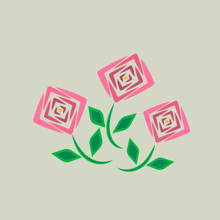 Ornament of three rosesのイラスト素材