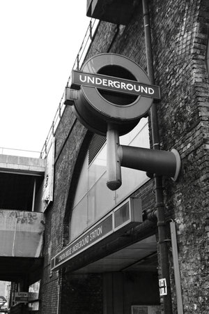 The entrance to the underground station.の写真素材