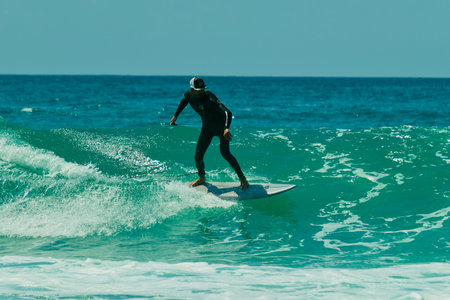 Surfing on the ocean wave. Surfing on the ocean wave. Lacanau, France