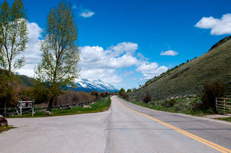 Country Road in Jackson Hole, Wyomingの写真素材
