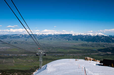 Jackson Hole, Teton Village Resort cable car view from the top.の写真素材