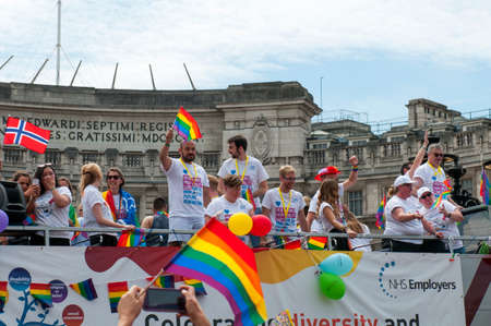 LONDON, UNITED KINGDOM - JULY 8TH 2017: The biggest march in 45 years, over 1 million people came to the streets to celebrate pride and watch the parade. Over 26,000 participated in the march.のeditorial素材
