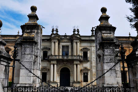 Closed gate to building in Seville, Spainの写真素材