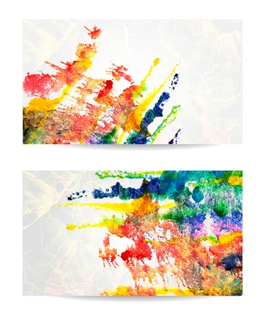 abstract hand drawn set of watercolor backgroundsのイラスト素材