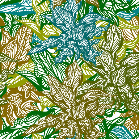Seamless green leaves pattern. Vector beautiful illustration.のイラスト素材