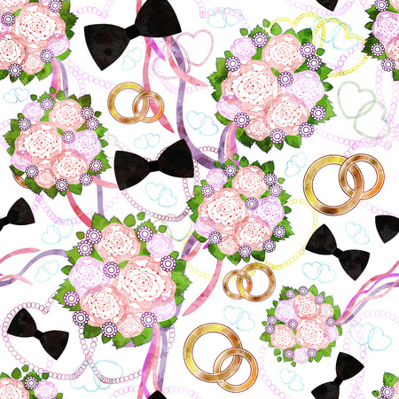Seamless Wedding Pattern. Vector, EPS 10のイラスト素材