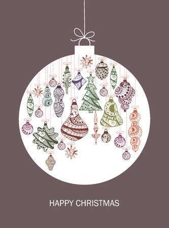 Christmas card with ball and christmas decorations.のイラスト素材