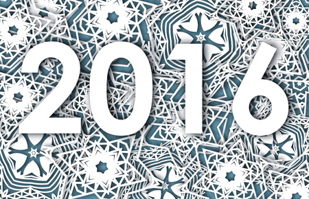 Happy New Year 2016 greeting card with snowflakes background.のイラスト素材