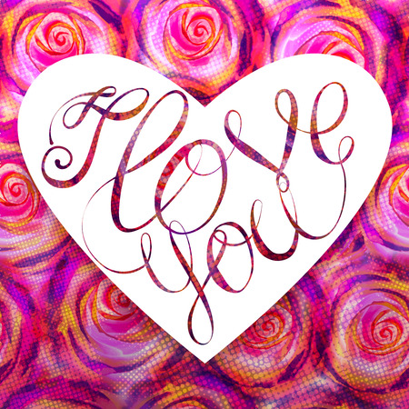 I Love You - Valentine Day illustration Greeting card. のイラスト素材