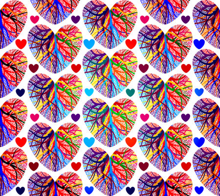 Seamless background on Valentine Day with hearts.