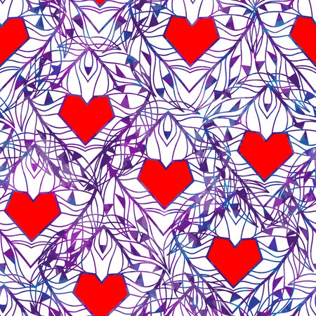 Seamless pattern with hearts. Valentines Day. Vector illustration,